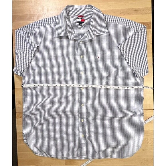 Tommy Hilfiger Button-Down Short Sleeve Shirt with Pocket - White w/ Stripes XXL - Picture 3 of 12